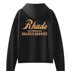 Rhude Black Authorized Sales and Service Graphic Print Hoodie